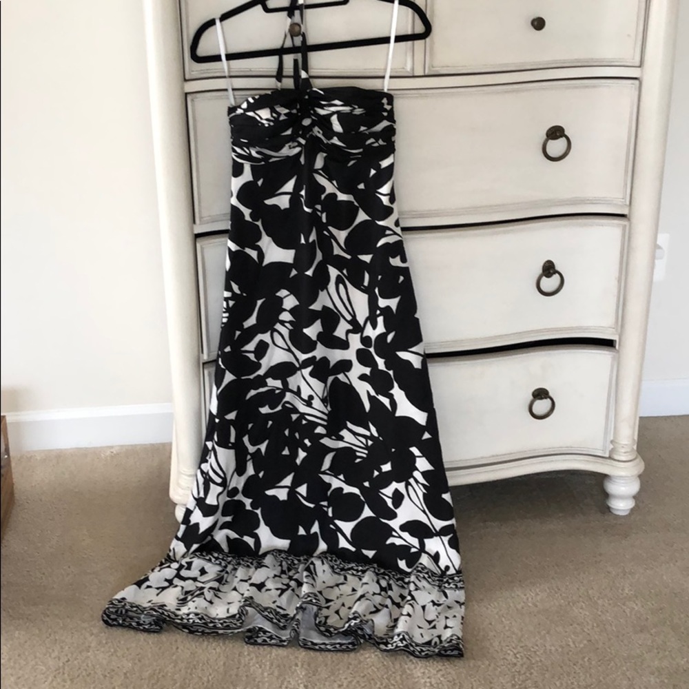 Long silk halter tie dress